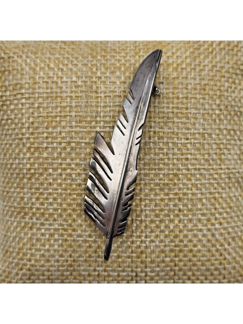Vintage Navajo Pendent or Brooch Pin Leaf Feather Brutalist Artisan Sterling
